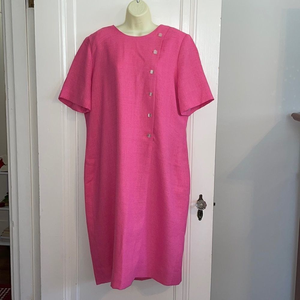 Vtg 80s/90s Henry‎ Lee pink polyester shift dress